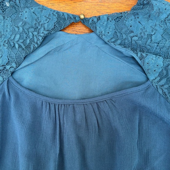 Blue Rail Peach/Pick Floral Embroidered Teal Blouse Lined Open Back Women’s XS - Picture 10 of 12